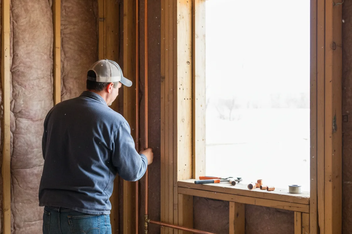 Licensed plumber running new copper supply lines in a Cable home